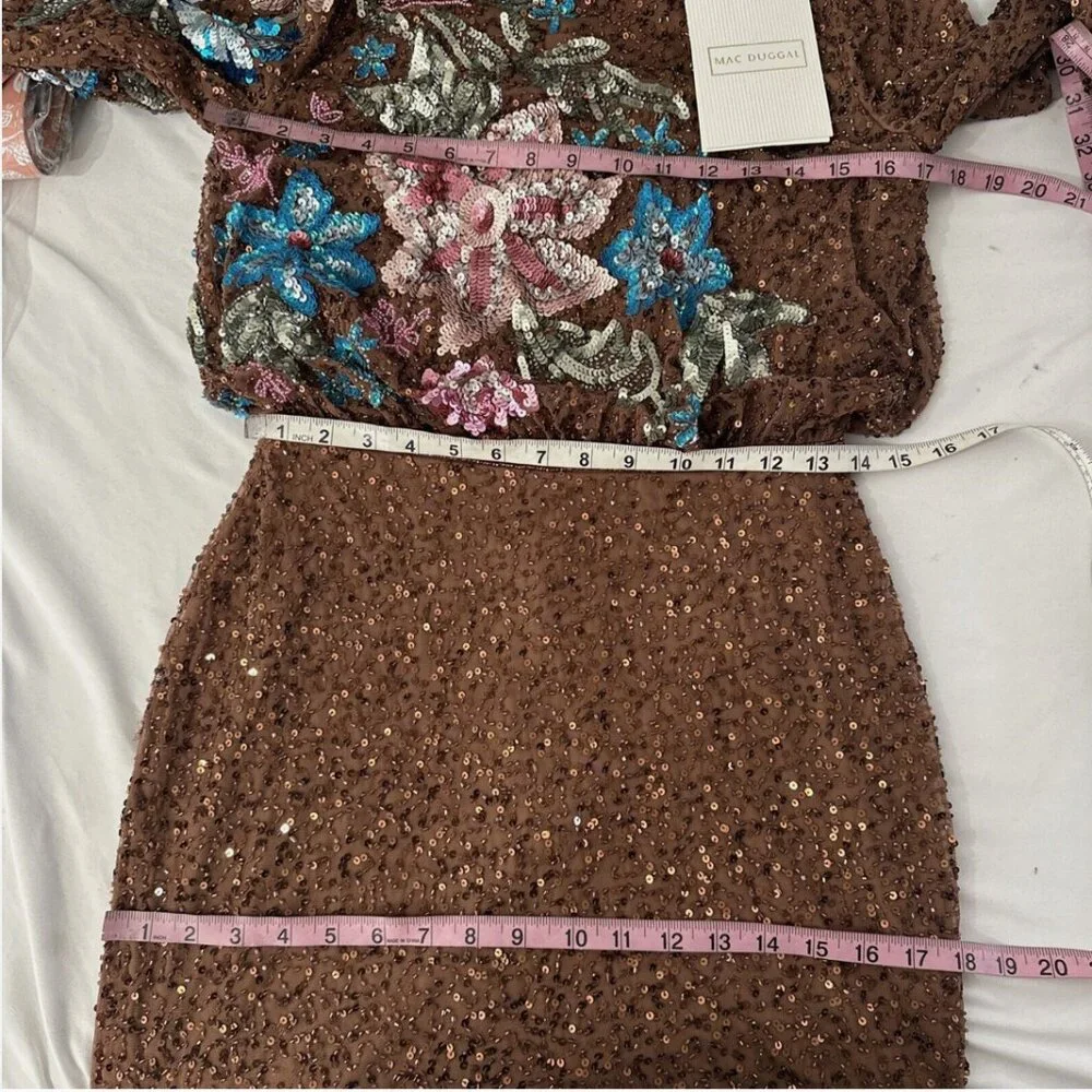 NWT $598‎ Mac Duggal [ SZ 4 ] Embellished Multicolor Floral High Neck Gown #Q768